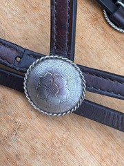 Vintage Mexico Silver Browband Western Horse Headstall ~ Dark Oil