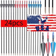 Outdoor 31″ Fiberglass Arrows 24PCS Archery Target Arrows Practice Shooting