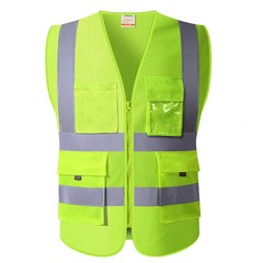 Black Reflective Safety Vest with Pockets High Visibility Sliver Strip for Men a