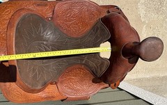 Simco Western Pleasure / Trail Saddle 15” Seat Honey Brown, Hand Tooled