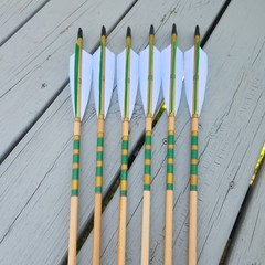(6) Cedar Arrows – TopHat Outserts 8in Tail Taper – 5″ Turkey Fletch – 45-55#