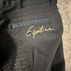 Equiline Riding Breeches Women Size IT 38 GB 6 Black Full Seat Silicone Grip