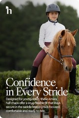 HORZE Amara Equestrian English Riding Unisex Kids Half Chaps – Synthetic Leat…