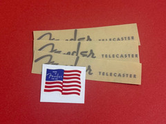 3 Pieces Rub-on Metal Guitar Logo Decal Sticker For Fender TELECASTER Free flag