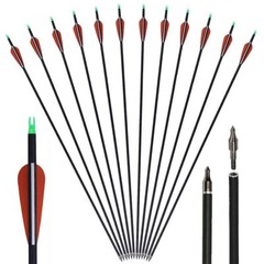 30″ Archery Carbon Arrows Spine 500 Compound Recurve Bow Hunting Target Practice