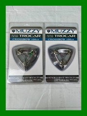 2 Pack Muzzy Trocar Crossbow Broadheads, 3 Steel Ferrule Helix Blades, 100 Grain