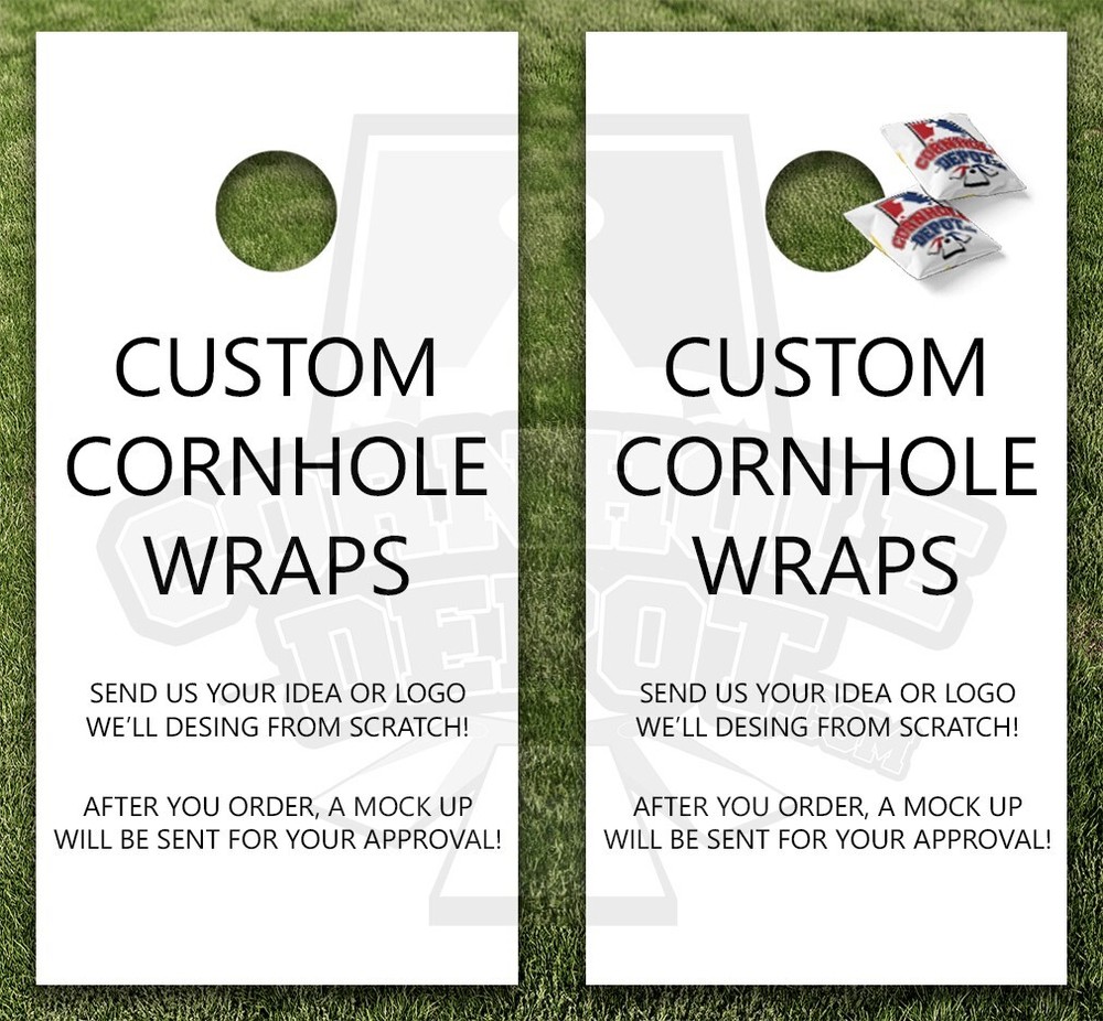 Custom Logo, Sports, Any Design Cornhole Board Vinyl Wrap Skins Laminated Decals