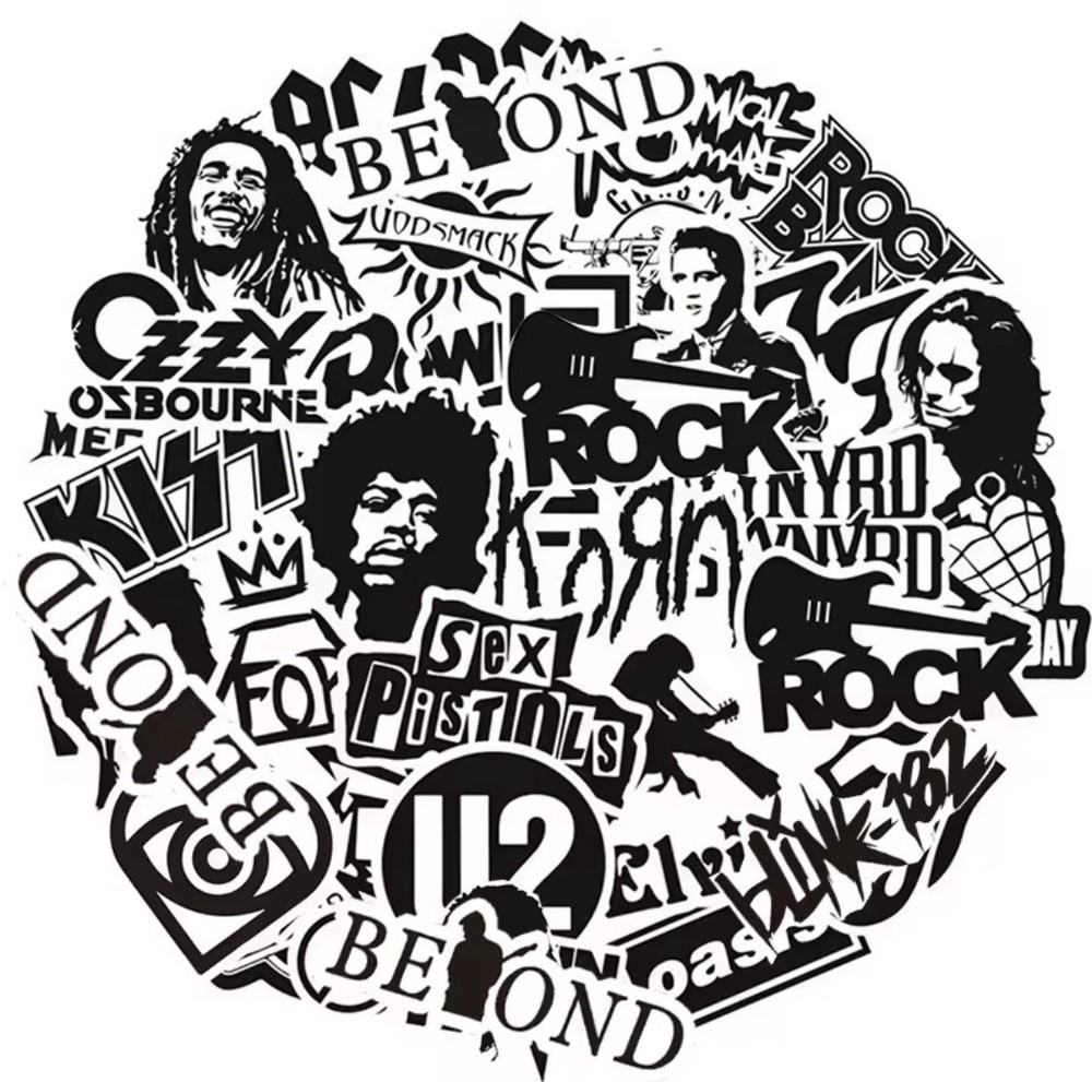 25 Piece Mix Lot 2” Rockstar Stickers Music Classic Rock FREE SHIPPING