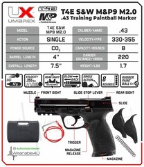 Umarex T4E S&W M&P9 M2.0 .43 Cal Black Paintball Pistol w/50xRubber Balls Bundle
