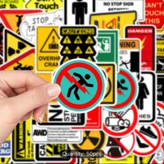50 warning theme waterproof sticker skateboards bicycle PC Graffiti Decals Mix