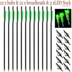 12PCS 20» Carbon Crossbow Bolts Crossbow Arrows 100 Grain Broadheads Hunting