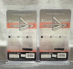 TWO MUZZY 3 Blade CROSSBOW Trocar 100 Grain Archery Hunting Fixed Broadhead