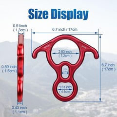 Climbing Figure 8 Descender 6.7 Inch Red Device for Safe Belaying and Rappelling