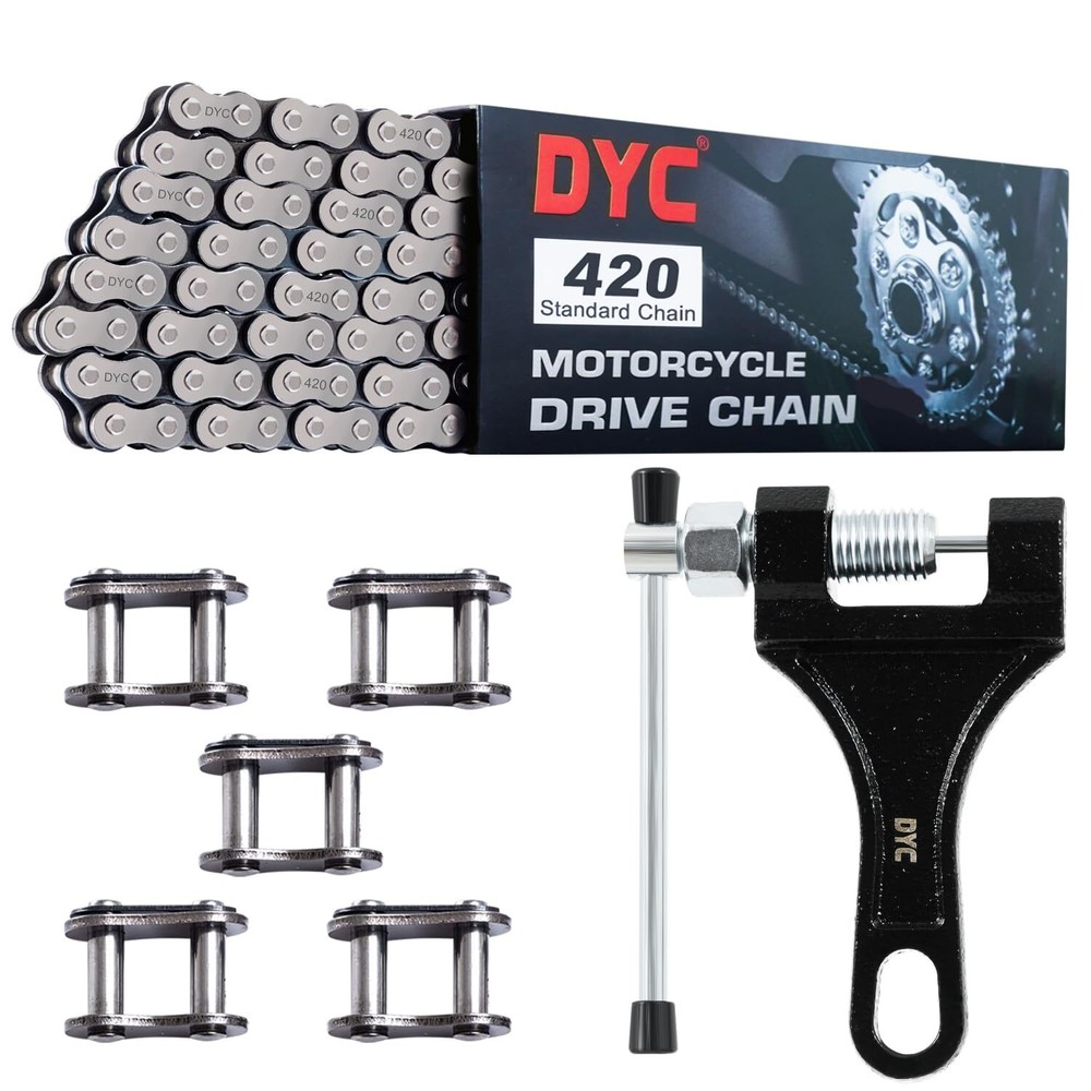 420 Motorcycle Chain 132 Links with Chain Breaker Heavy Duty for 50 70 90 110 12