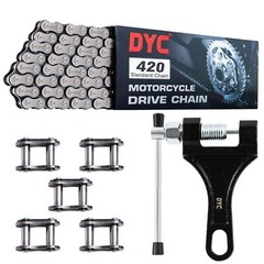 420 Motorcycle Chain 132 Links with Chain Breaker Heavy Duty for 50 70 90 110 12