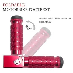 M8 Motorcycle Folding Rearsets Foldable Motorbike Footrest Bicycle Type B Red
