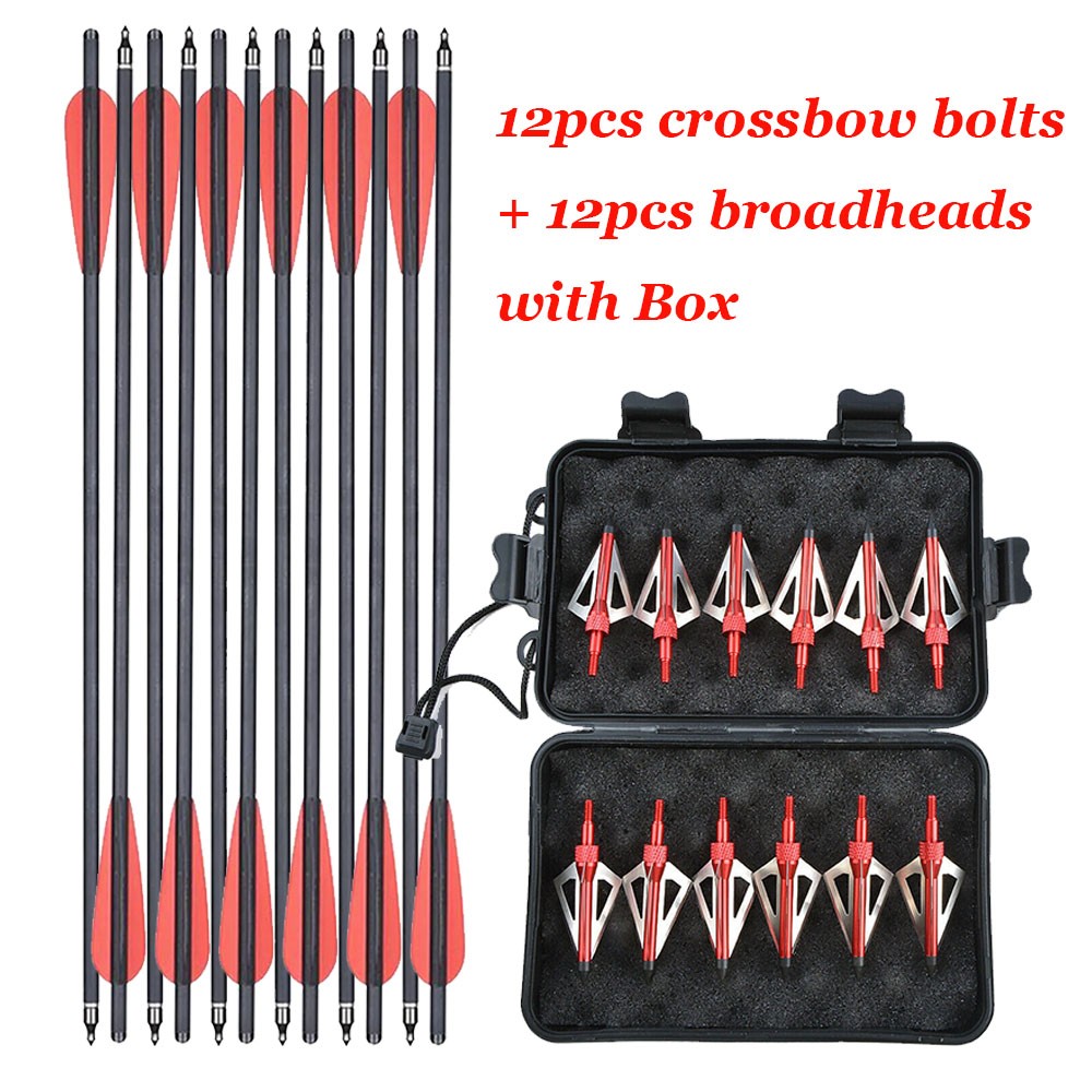 20 in Crossbow Bolts Carbon Crossbow Arrows +/OR 100 Grain Hunting Broadheads
