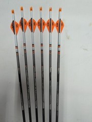 6- Easton Axis SPT Sport 340 5mm Carbon Arrows w/ Blazer Vanes & Steel Half-Outs