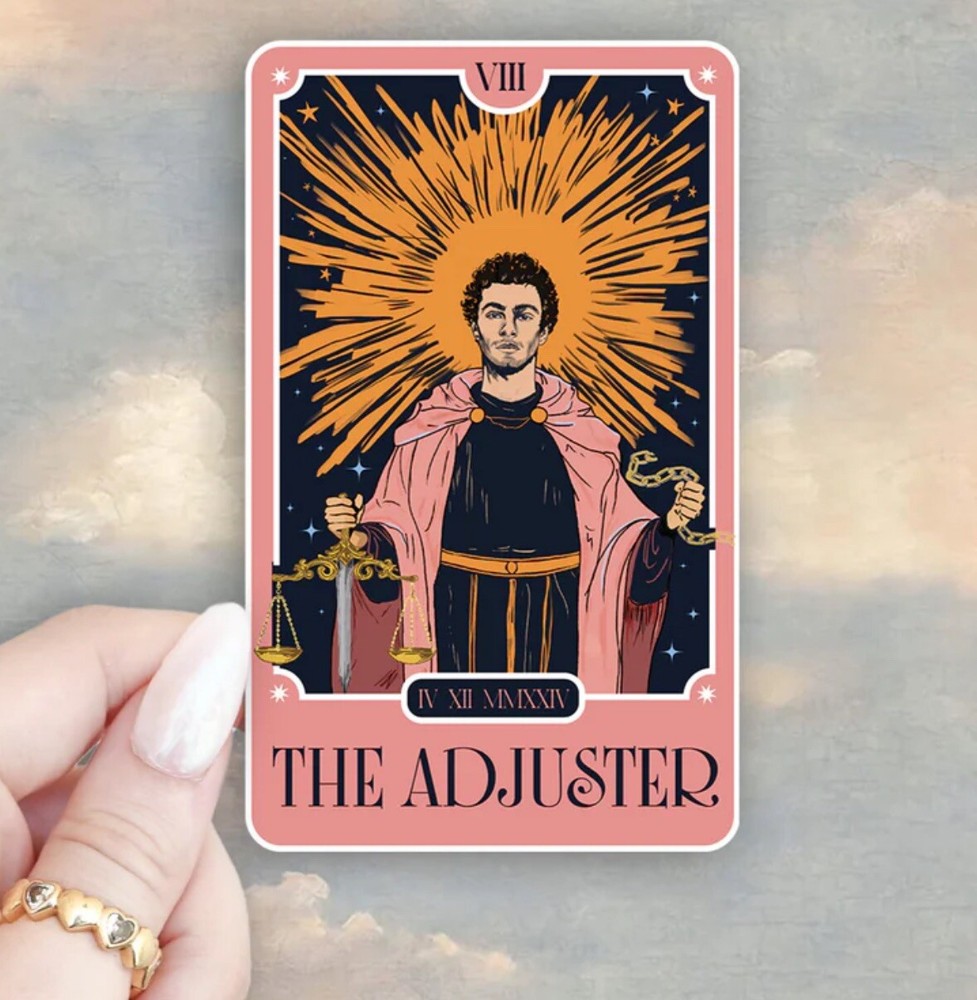 Pink Luigi Mangione “The Adjuster» Tarot Card Sticker Holographic Waterproof