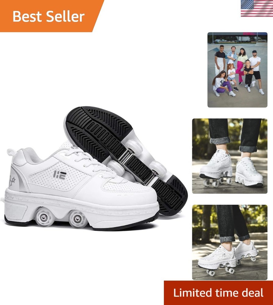 Four-Wheel 2-in-1 Roller Skate Shoes Unisex Skates Detachable Kids Sneakers w…