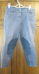 SIZE 28R WOMENS GRAY ARIAT ENGLISH HERITAGE KNEE PATCH BREECES WASTE 32″