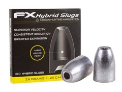 FX HYBRID SLUG 100 Count HOLLOW POINT 6.35mm .25 Caliber Air Rifle Pellets USA