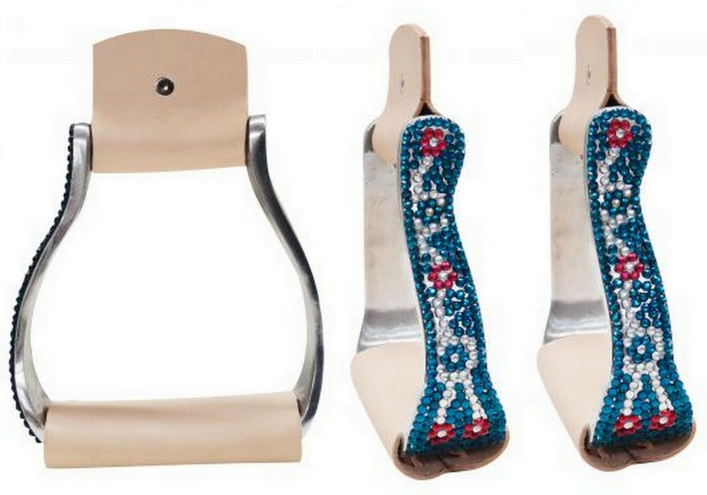 Western Horse Saddle Bling! Aluminum Adult Fancy Stirrups w/ Crystal Rhinestones