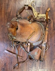 Vintage Simco Child Pony Saddle Leather Western Tooled AS IS USA