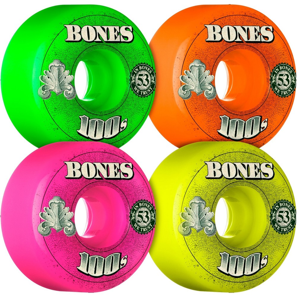 Powell Peralta BONES 100s V4 OG FORMULA Skateboard Wheels 53mm 100a MULTICOLOR