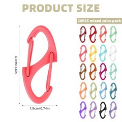 20 Pcs Alloy S Carabiner Clips, Dual Opening Design, Keychain Spring Snap