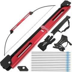 55Inch Folding Bow And Arrows Set Archery 55LB Aluminum Alloy Riser Recurve Bow