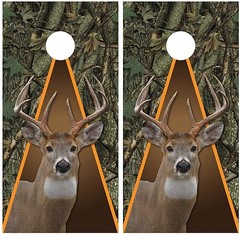 Whitetail Buck Deer Hunting Camouflage Oak Ambush Cornhole Board Decal Wraps
