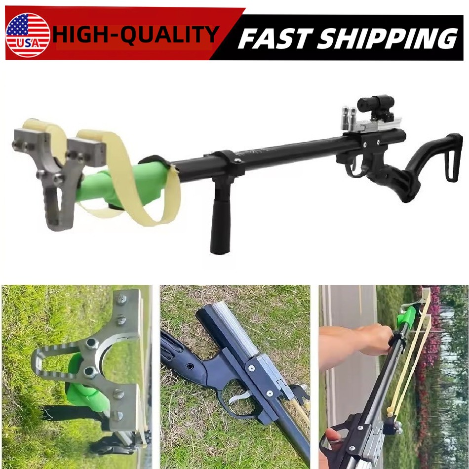 Slingshot Rifle With Laser Aiming Portable Catapult For Adult Outdoor Hunting