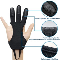 Archery Shooting Gloves Three Finger Leather Protector for Hunting Practice