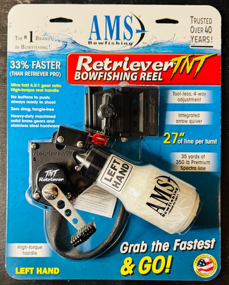 AMS Retriever TNT Tournament Bowfishing Reel Left Hand New