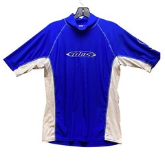 Tilos Shirt Mens Medium Racing Color Block Performance Short Sleeve Blue
