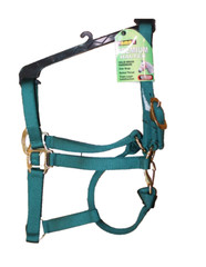 NEW Premium BMB Horse Halter Solid Brass Hardware Medium 800-1100lbs GREEN
