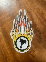 Flaming Skateboard Decal Sticker Graphic Hot Rod Flame Logo Retro Style