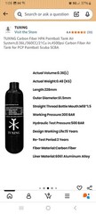 TUXING Carbon Fiber HPA Paintball Tank Air System,0.36L/360CC/21Cu in,4500psi…
