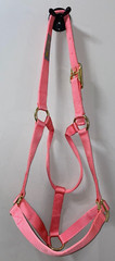 NEW PINK LARGE 1100 – 1500 LBS NYLON HORSE HALTER GOLD TONE HARDWARE