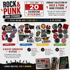 20 Random Rock Punk Band Stickers Waterproof Vinyl Decal Mix 0.75″ To 2.25″ Lot