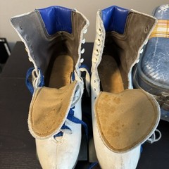 Vintage Nike High-Top Leather Roller Skates — White/Navy Blue ~size 8 Men