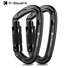 2 AutoLocking 24kN Carabiner Clips Heavy Duty Aluminum DRing Twist Lock Climbing
