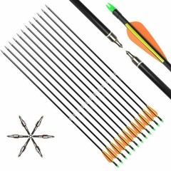 12Pcs 30inch Fibreglass Archery Arrows OD8mm Field Hunting Target Broadhead Tool