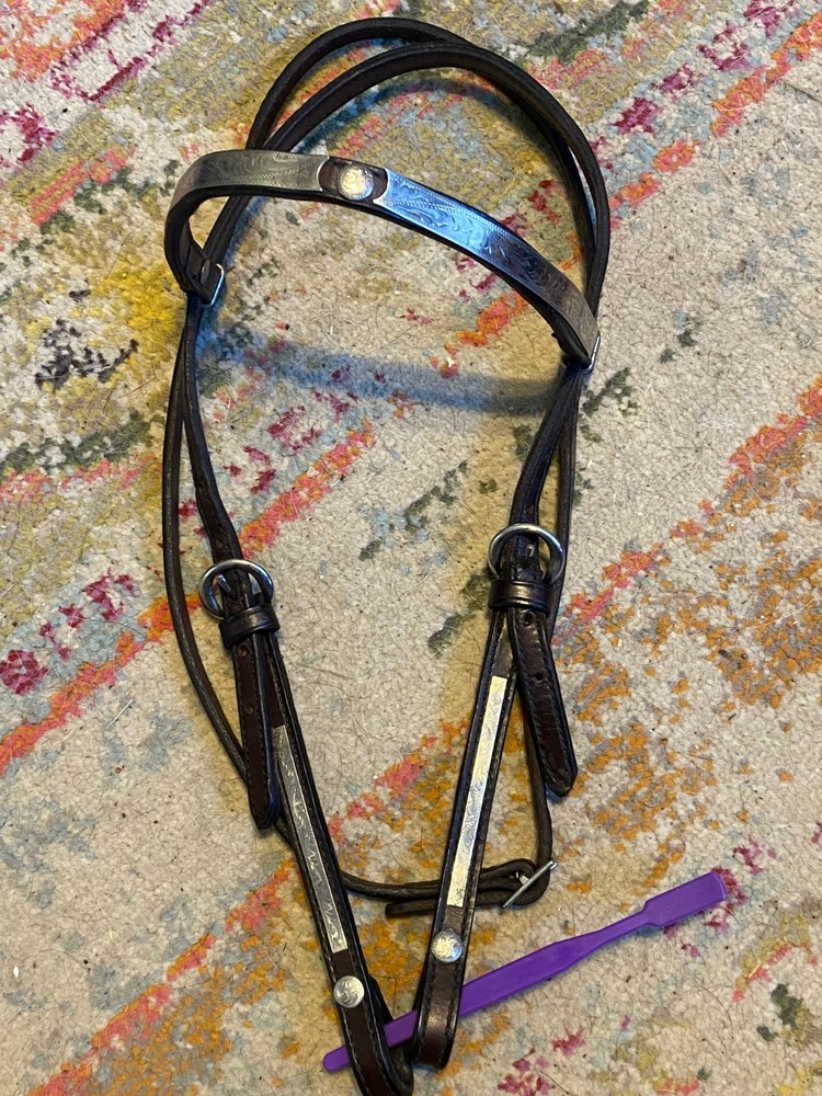 Vintage Tory Silver Covered used western Headstall FREE SHIPPING