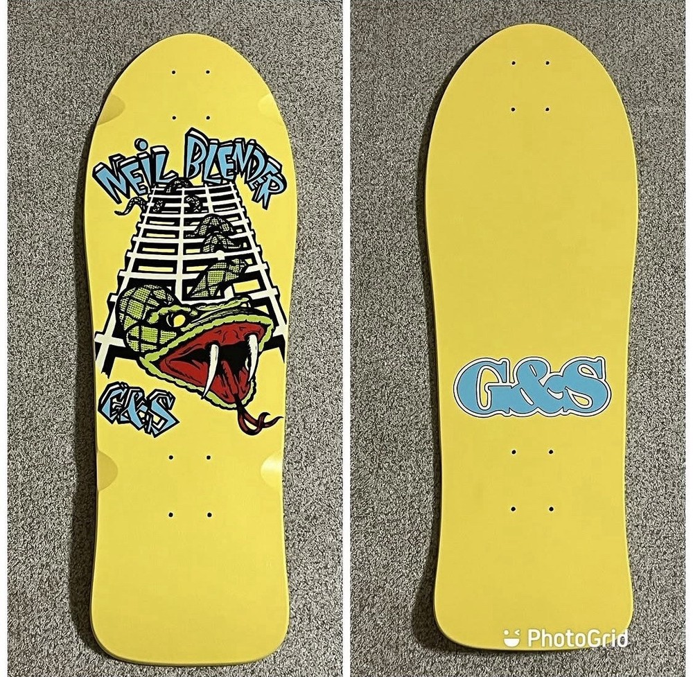 G&S Gordon & Smith Neil Blender Snake & Lattice Skateboard Deck Yellow Dip