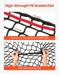 PE Round Hay Net – 4.92ft, 1.5″ Mesh, Knotless Design, Slow Feeding for Horses