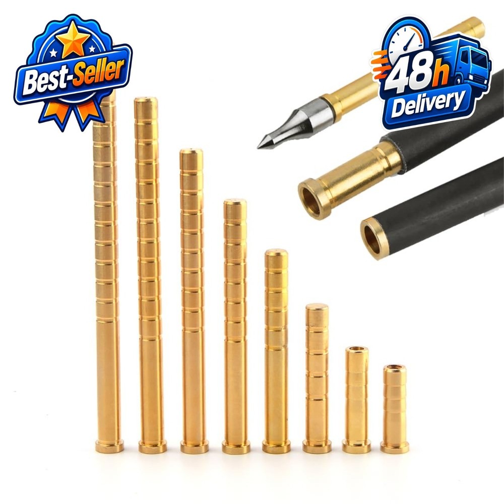 SHARROW 12pcs Brass Arrow Inserts for Archery – 38/50/100/150/200/250/300 Grain