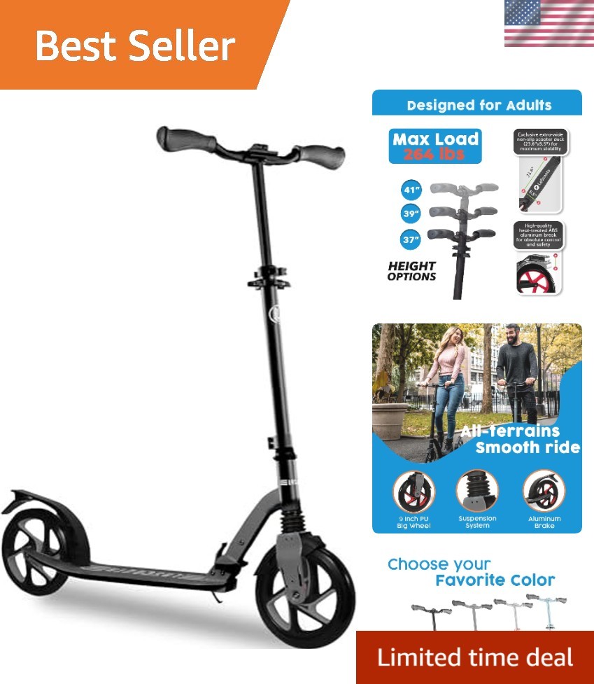 Foldable Kick Scooter for Adults & Teens – Adjustable Handlebar, 264lbs