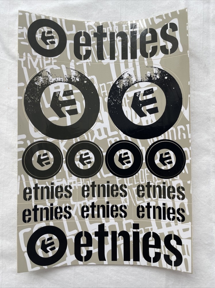 Etnies ES Vintage Skateboarding Shoes STICKER Sheet Black White Logo OG E1